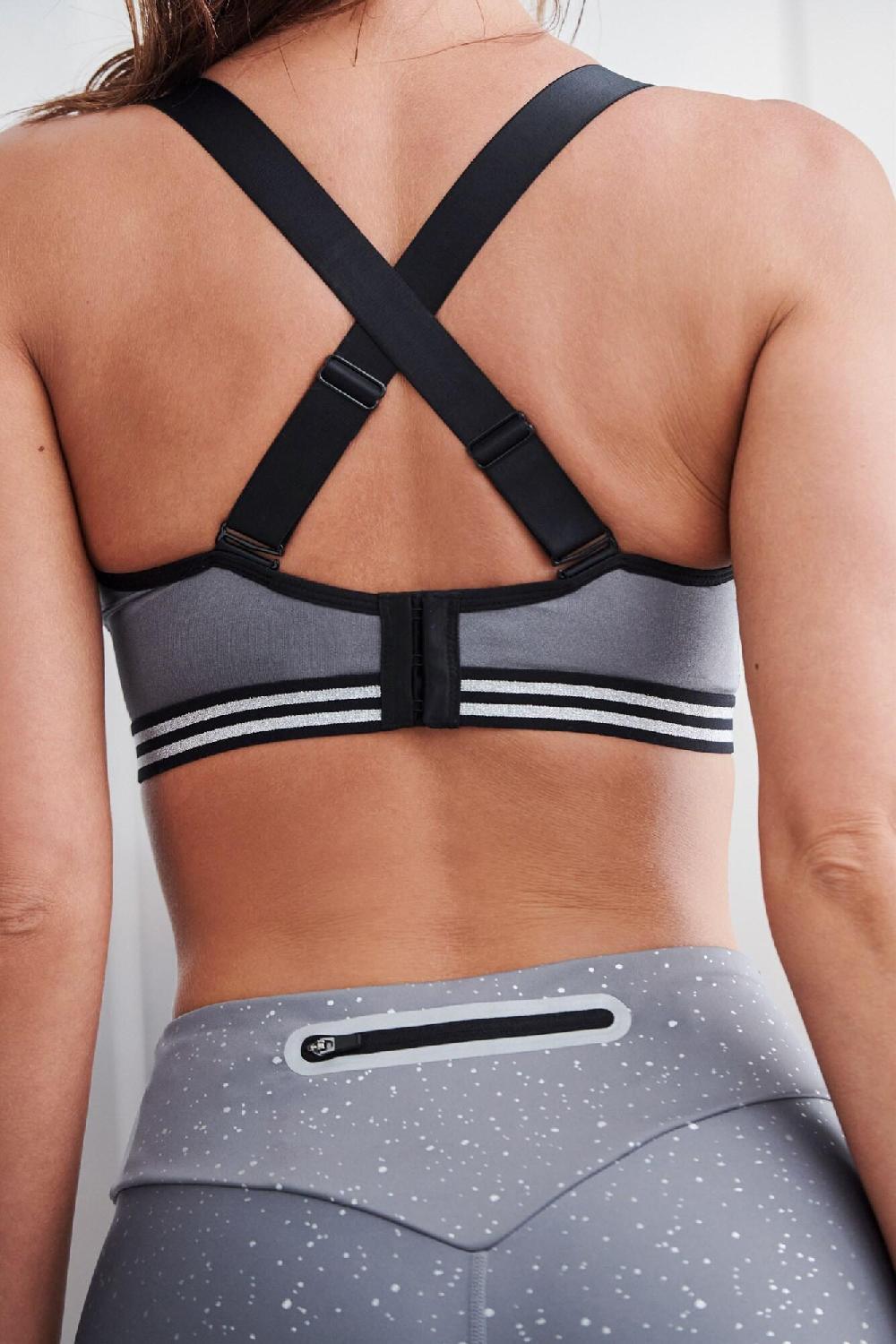 Pour Moi Energy Empower U/W Lightly Padded Convertible Sports Bra - Silver/Black