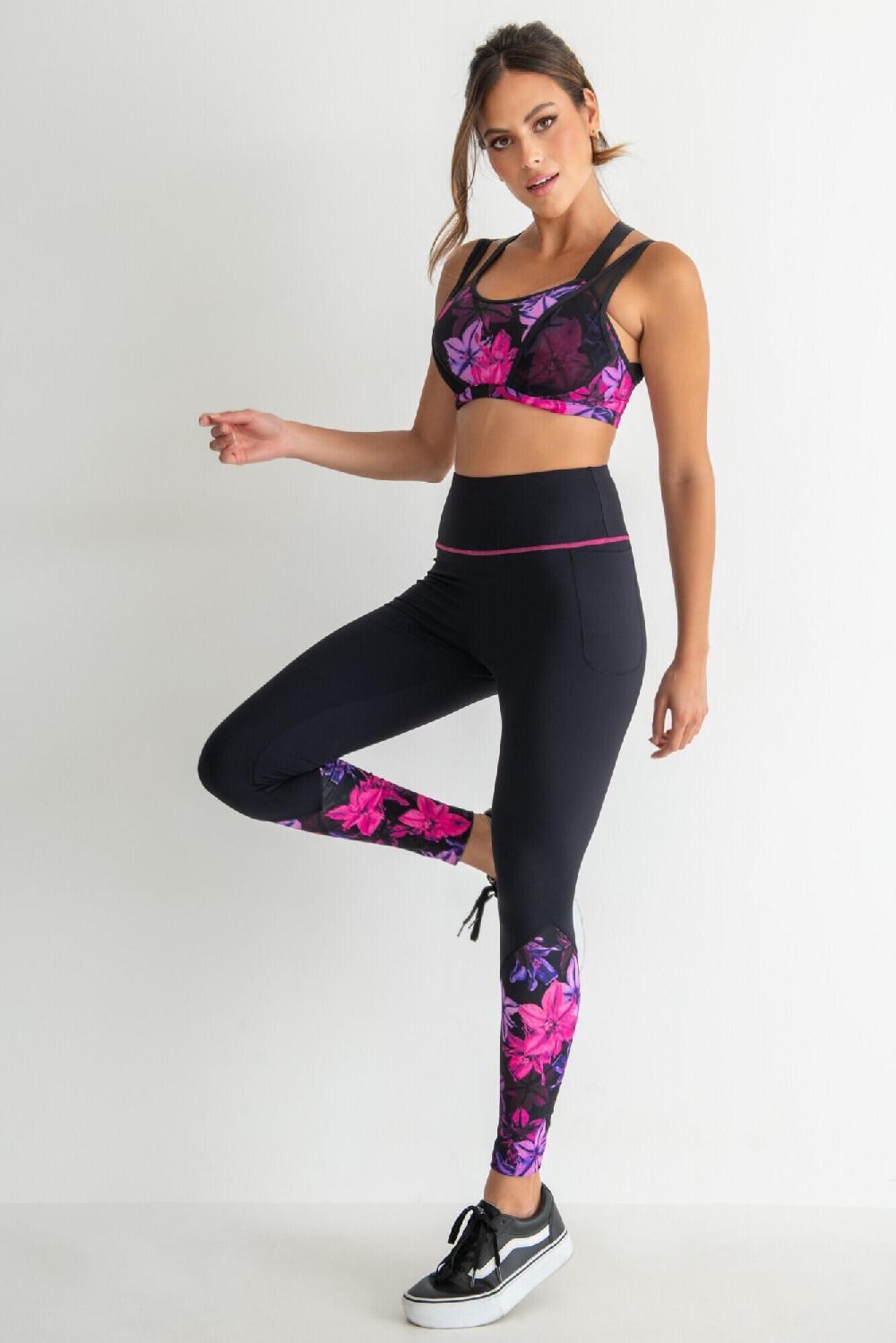 Pour Moi Energy Full Length Sports Legging - Black Floral