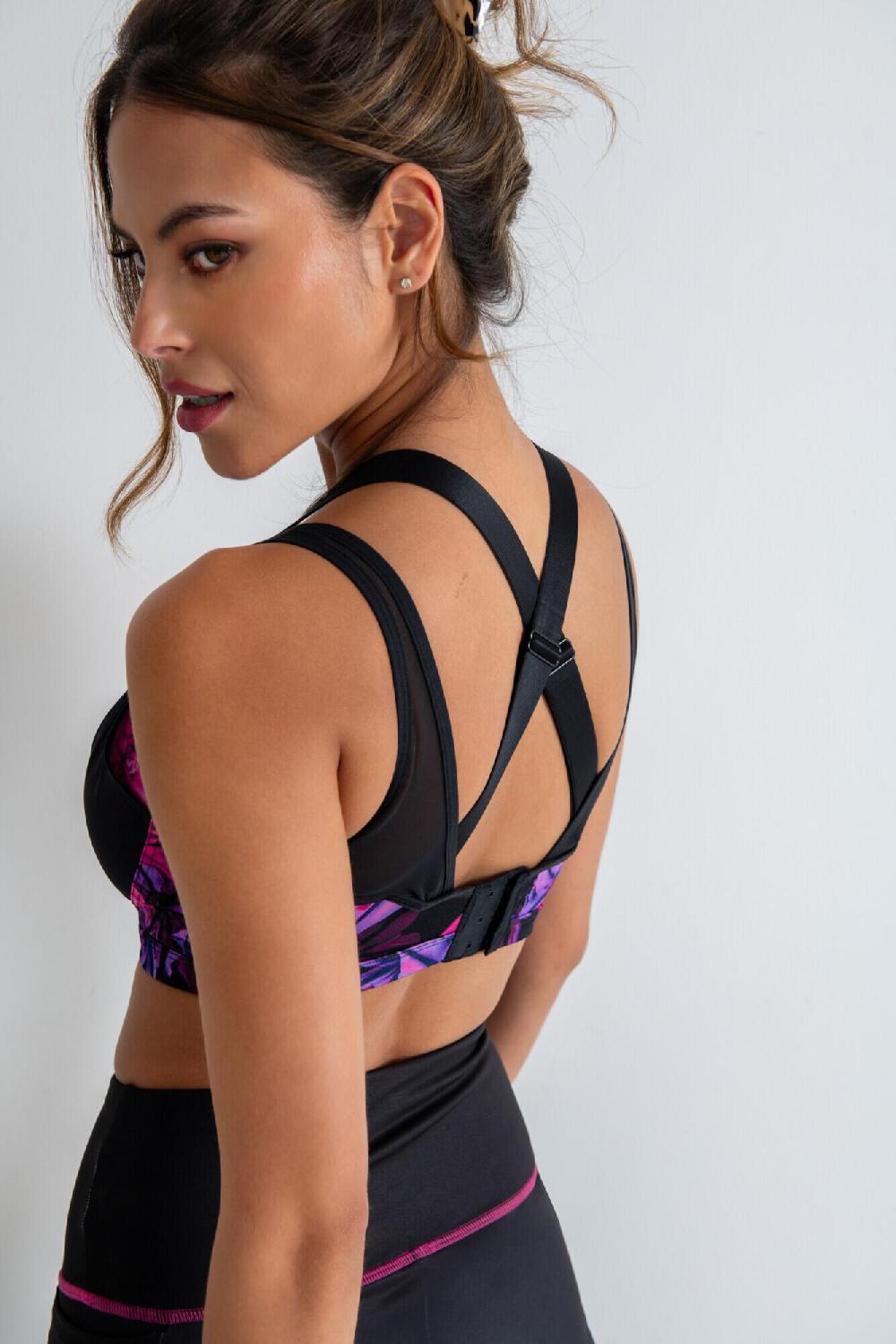 Pour Moi Energy Infinite Double Strap Lightly Padded UW Sports Bra - Black Floral