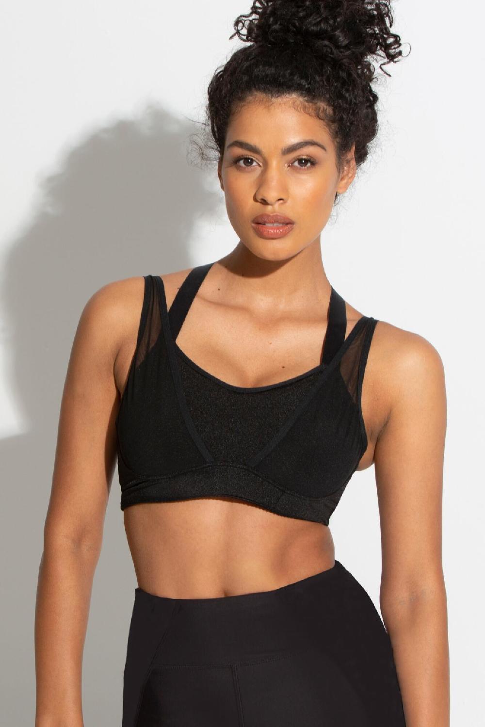 pour moi Energy Infinite Double Strap Lightly Padded UW Sports Bra - Black