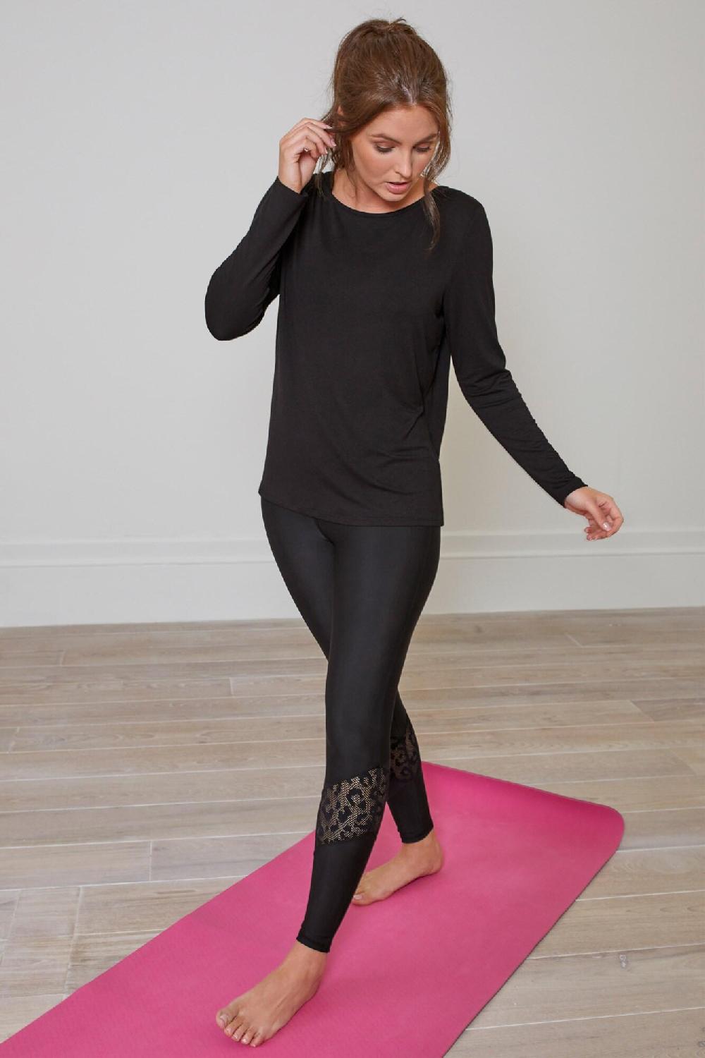 Pour Moi Energy Leopard Mesh Insert Sports Leggings - Black