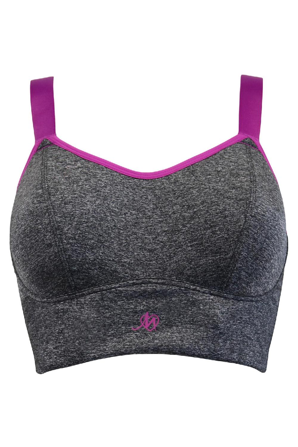 Pour Moi Energy Pulse Longline Underwired Lightly Padded Sports Bra - Grey/Orchid