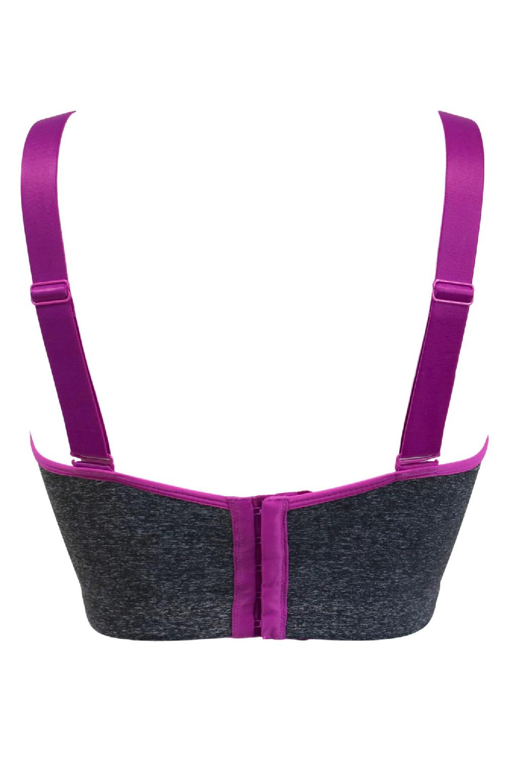 Pour Moi Energy Pulse Longline Underwired Lightly Padded Sports Bra - Grey/Orchid