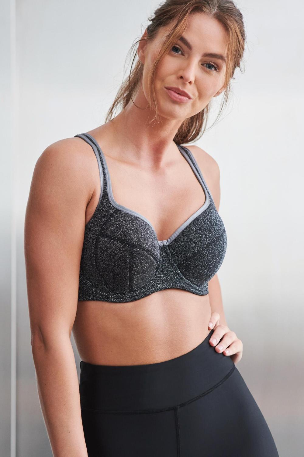 Pour Moi Energy Reach Underwired Lightly Padded Sports Bra - Black/Silver