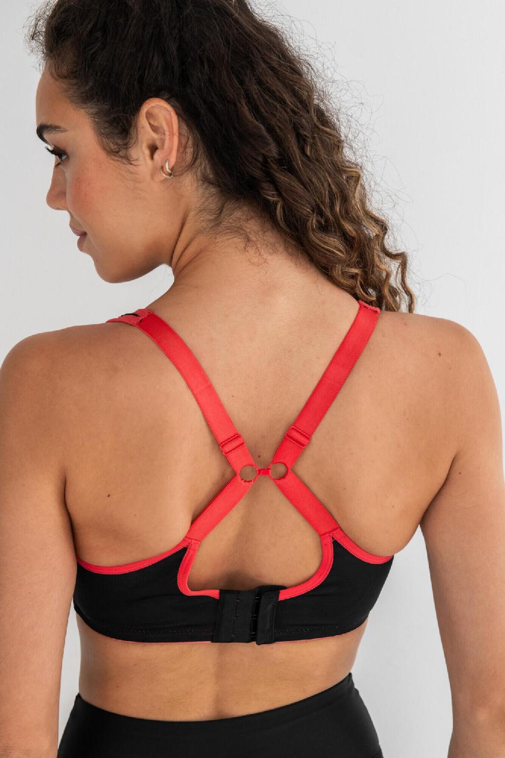 Pour Moi Energy Reach Underwired Lightly Padded Sports Bra - Black/Coral