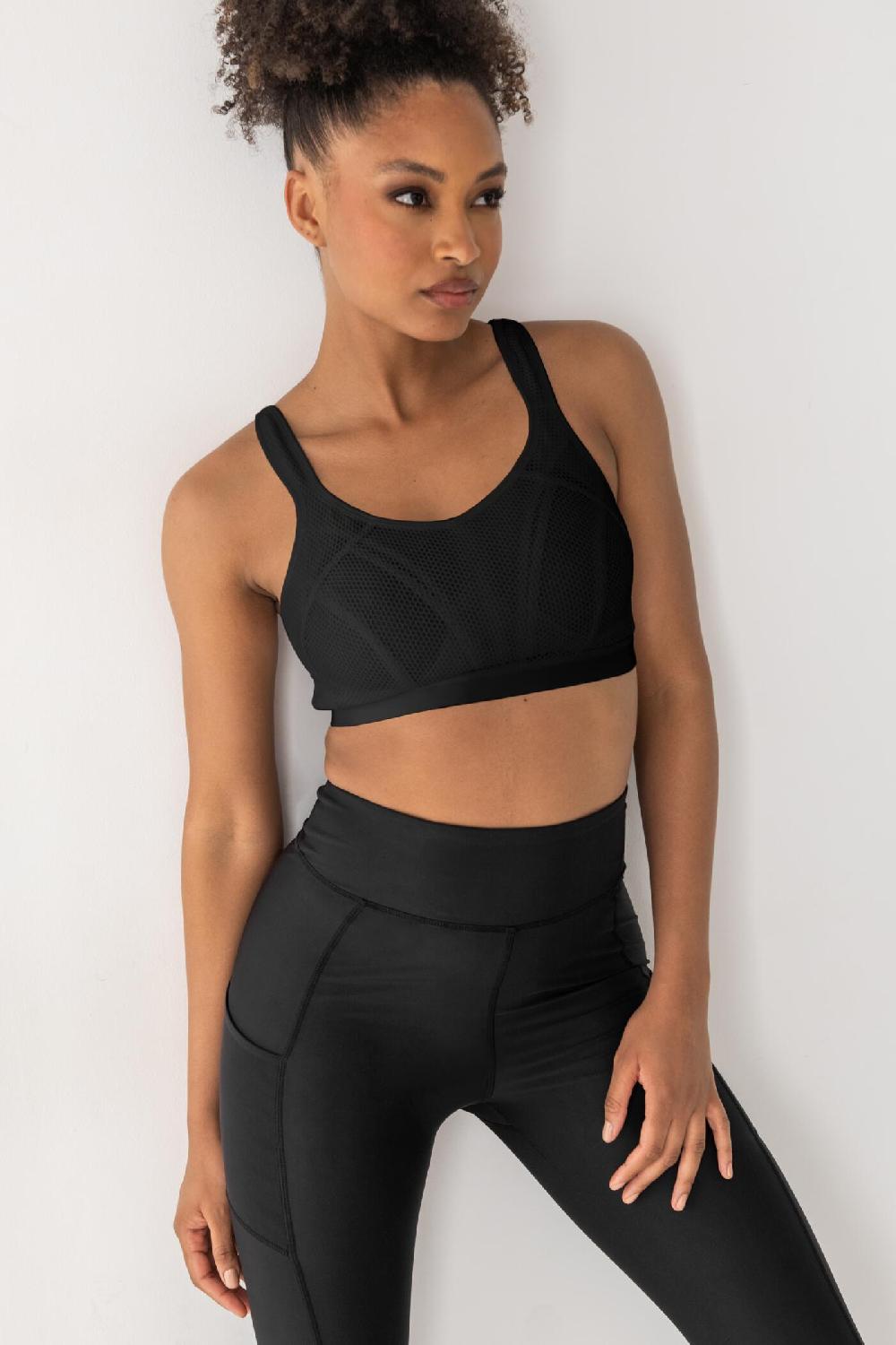 pour moi Energy Strive Non Wired Non Padded Lined Full Cup Sports Bra - Black