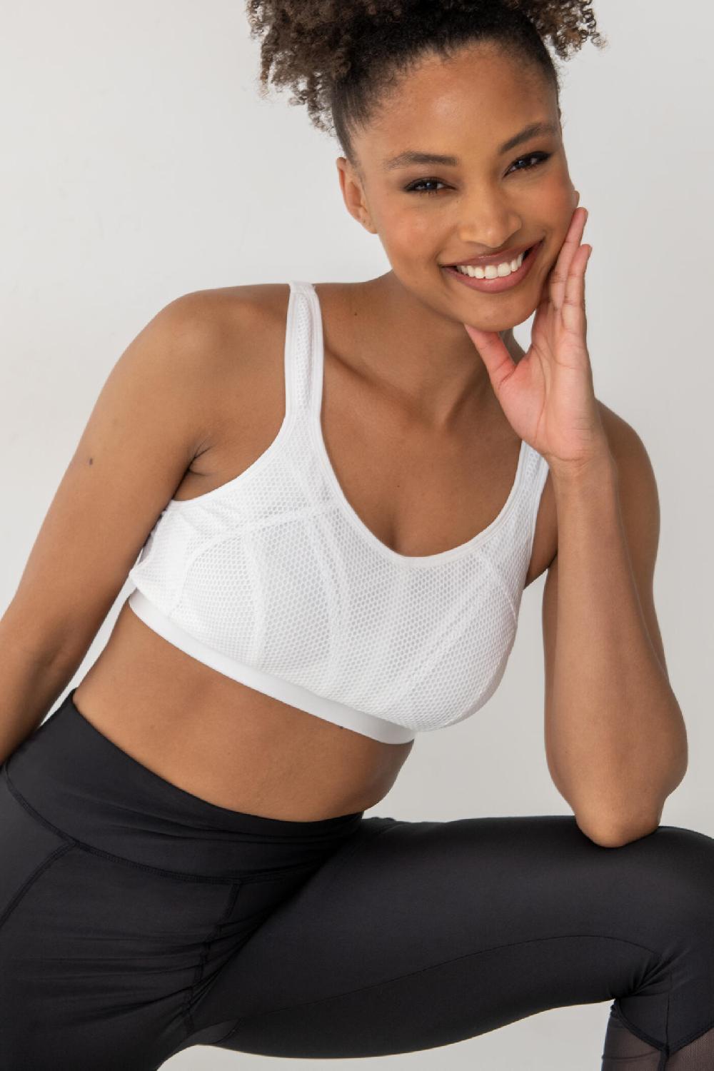 pour moi Energy Strive Non Wired Non Padded Lined Full Cup Sports Bra - White