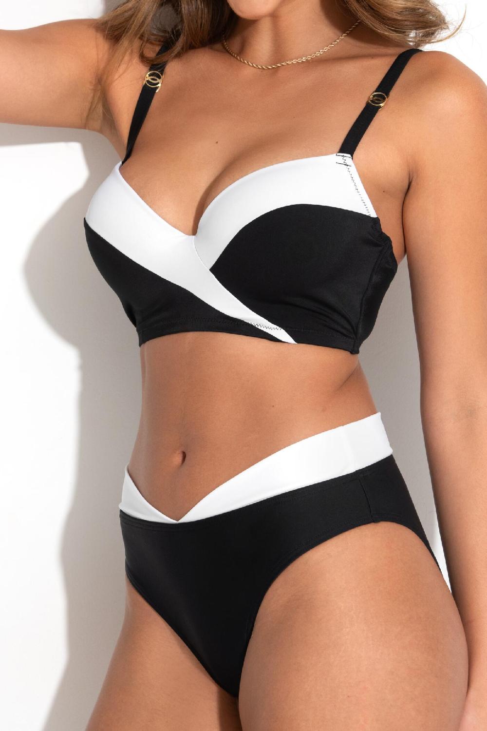 Pour Moi Fifth Avenue Underwired Longline Padded Top - Black/White