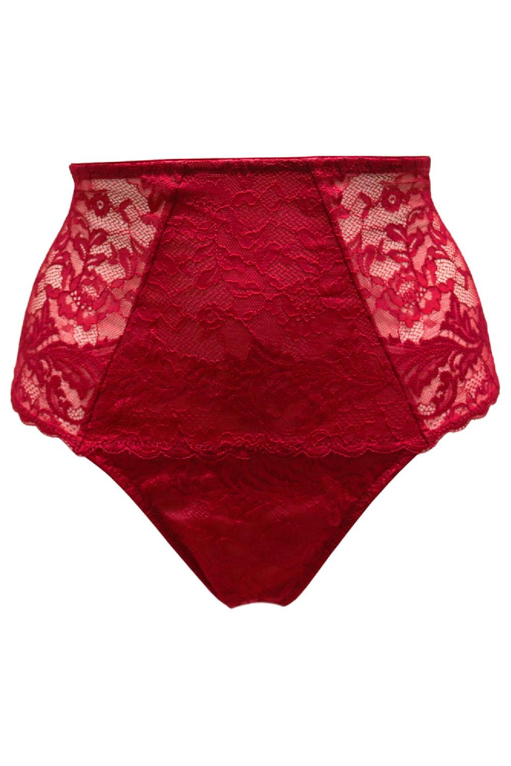 Pour Moi For Your Eyes Only High Waist Crotchless Thong - Red