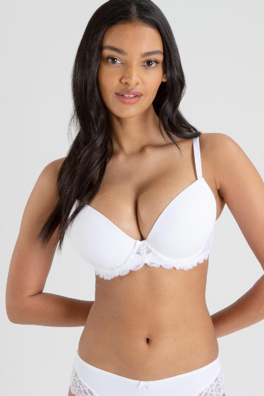 Pour Moi Forever Fiore Lightly Padded Plunge Push Up Tshirt Bra - White