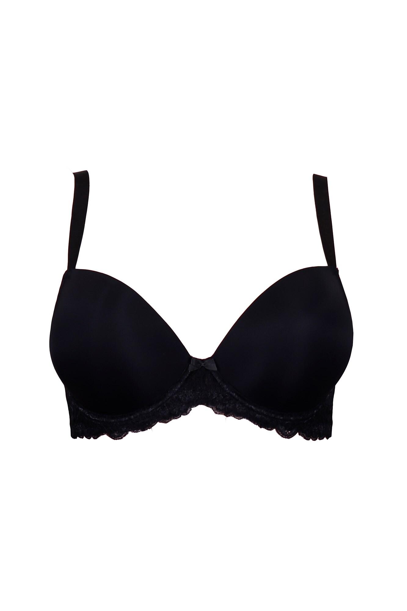 Pour Moi Forever Fiore Lightly Padded Plunge Push Up Tshirt Bra - Black