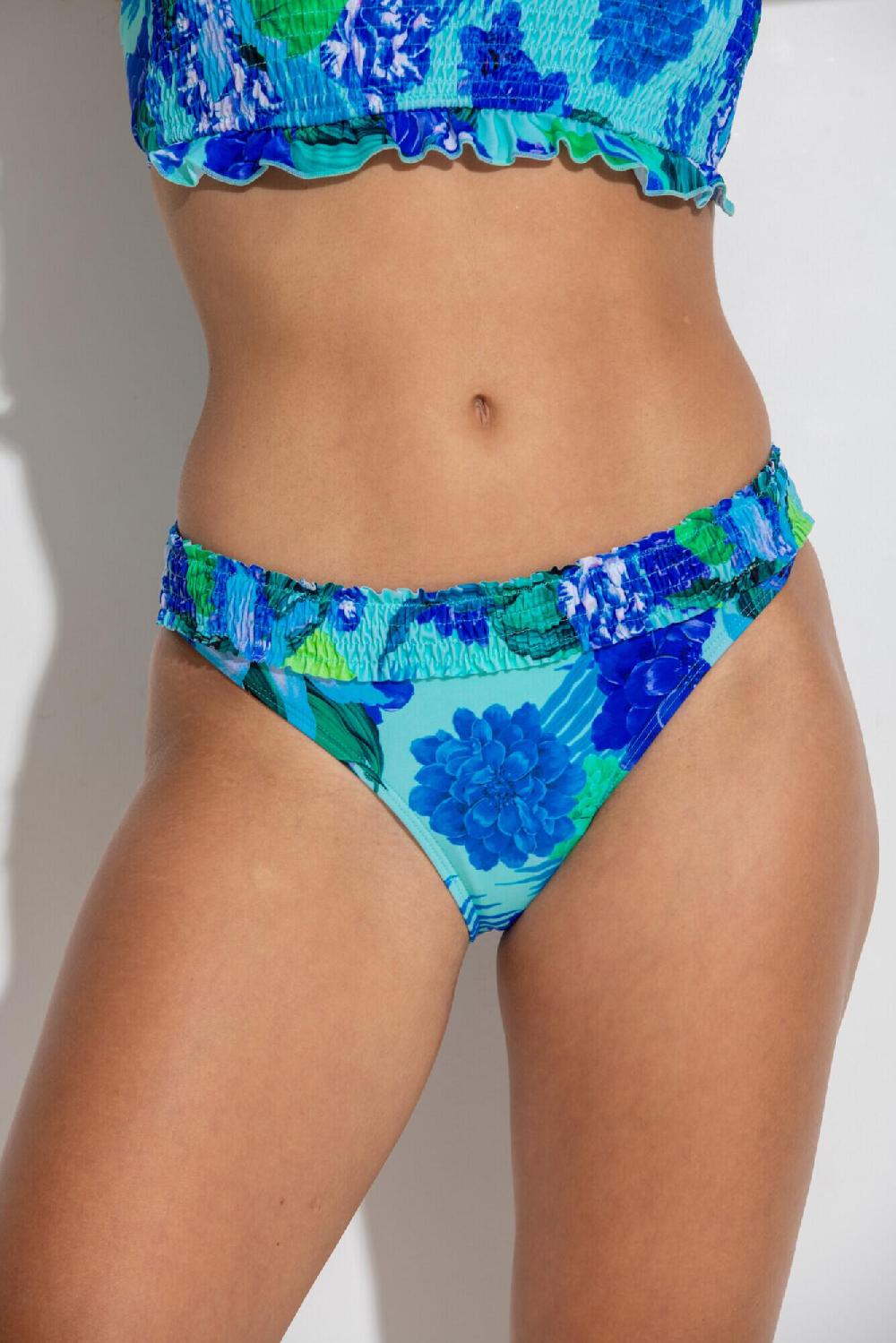 Pour Moi Free Spirit Frill Waist Bikini Brief - Aqua Tropical
