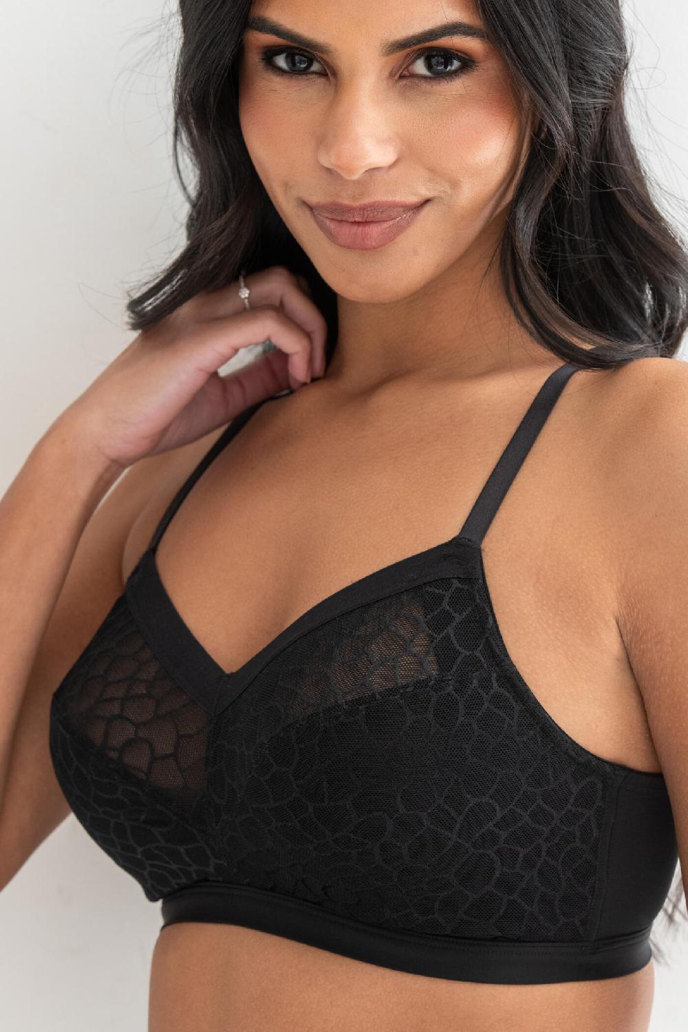 Pour Moi Geo Sculpt Fuller Bust Non Wired Bra D-M - Black
