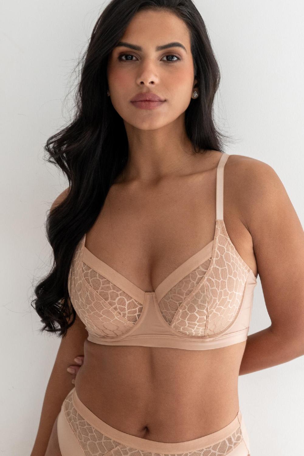 Pour Moi Geo Sculpt Non Padded Underwired Bra D-M - Toffee