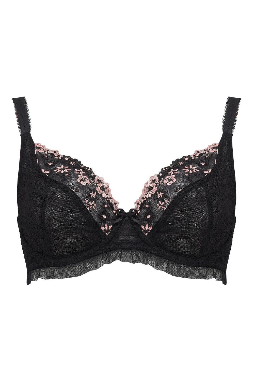 Pour Moi Gigi Plunge Non Padded Bra D-I - Black/Rose Gold