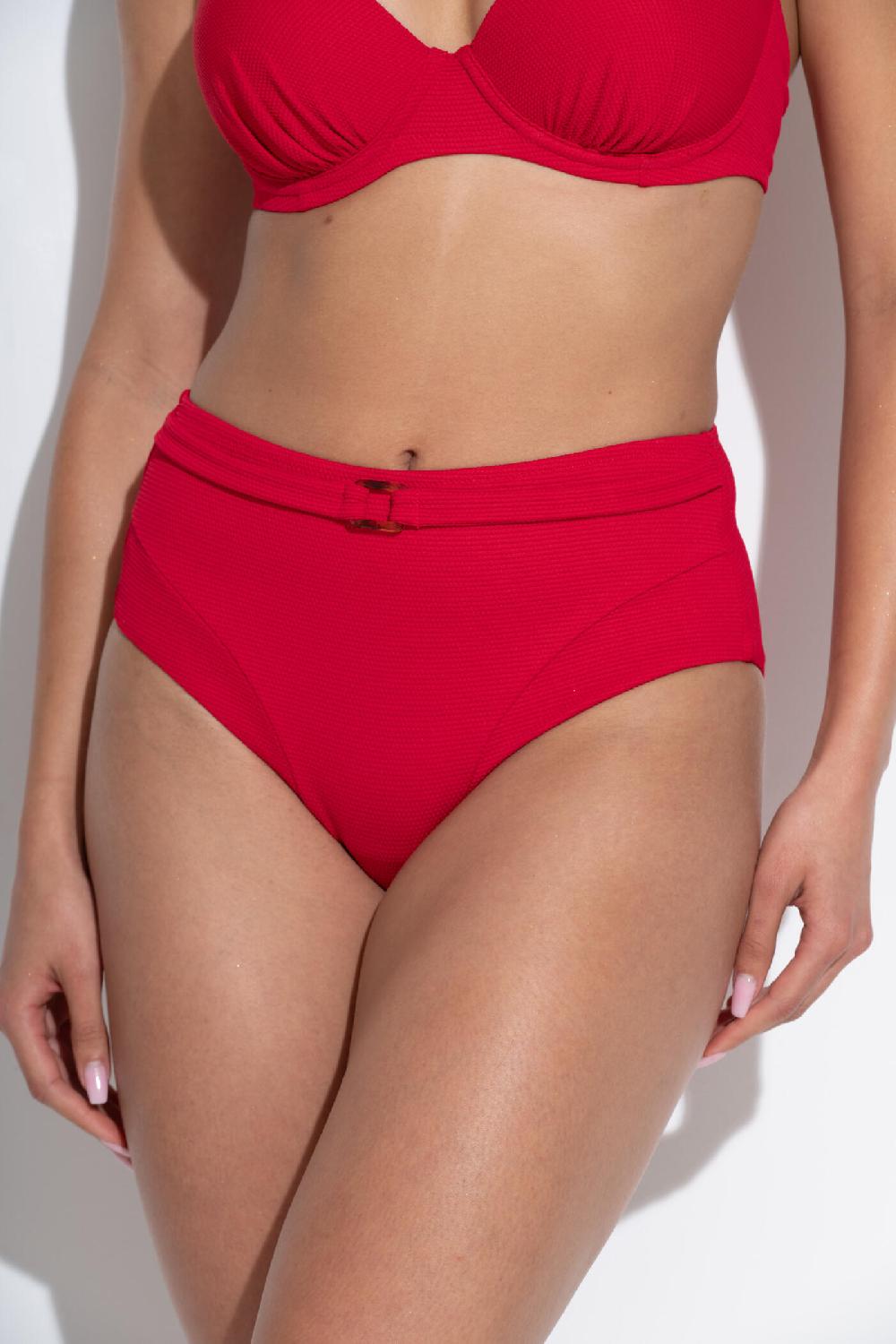 Pour Moi Hawaii High Waist Belted Tummy Control Brief - Red