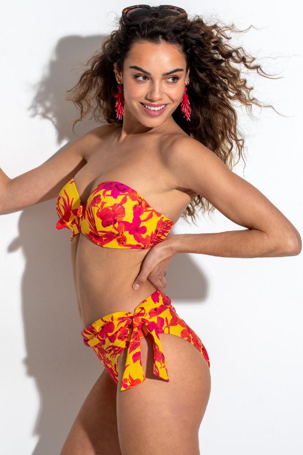 Pour Moi Heatwave Fold Over Tie Brief - Yellow Floral