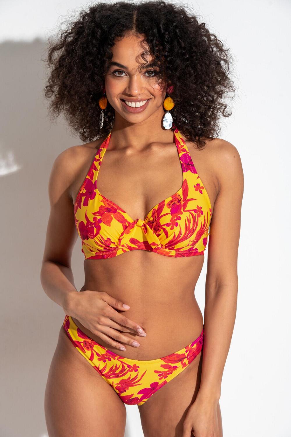 Pour Moi Heatwave Halter Underwired Top - Yellow Floral