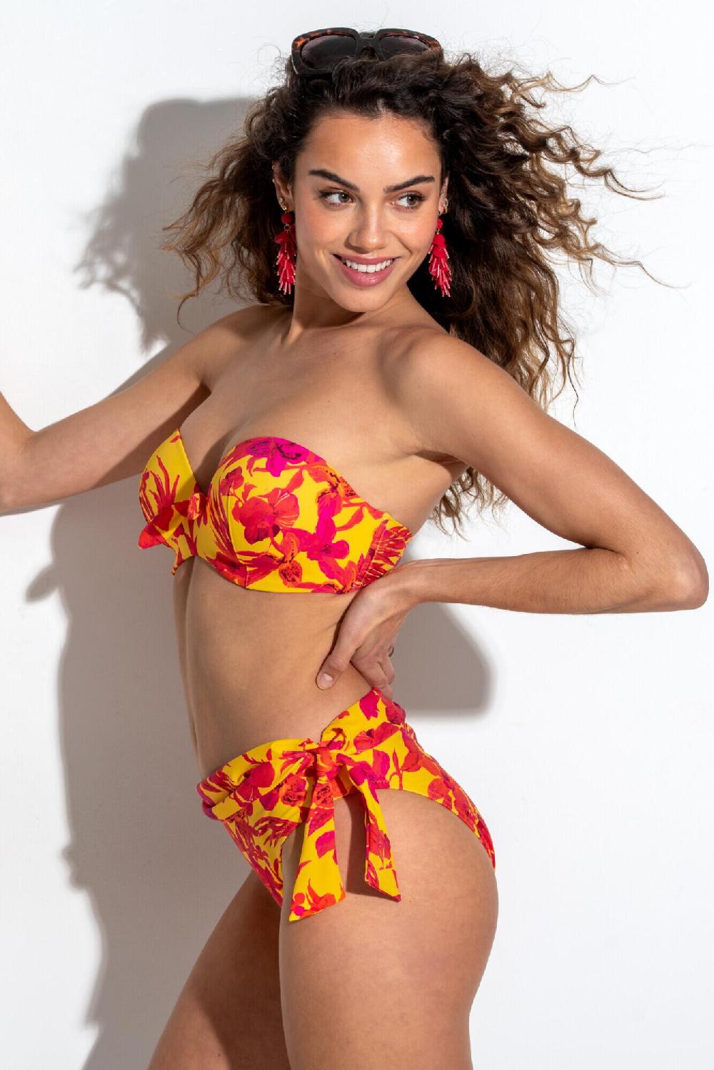 Pour Moi Heatwave Strapless Lightly Padded Top - Yellow Floral