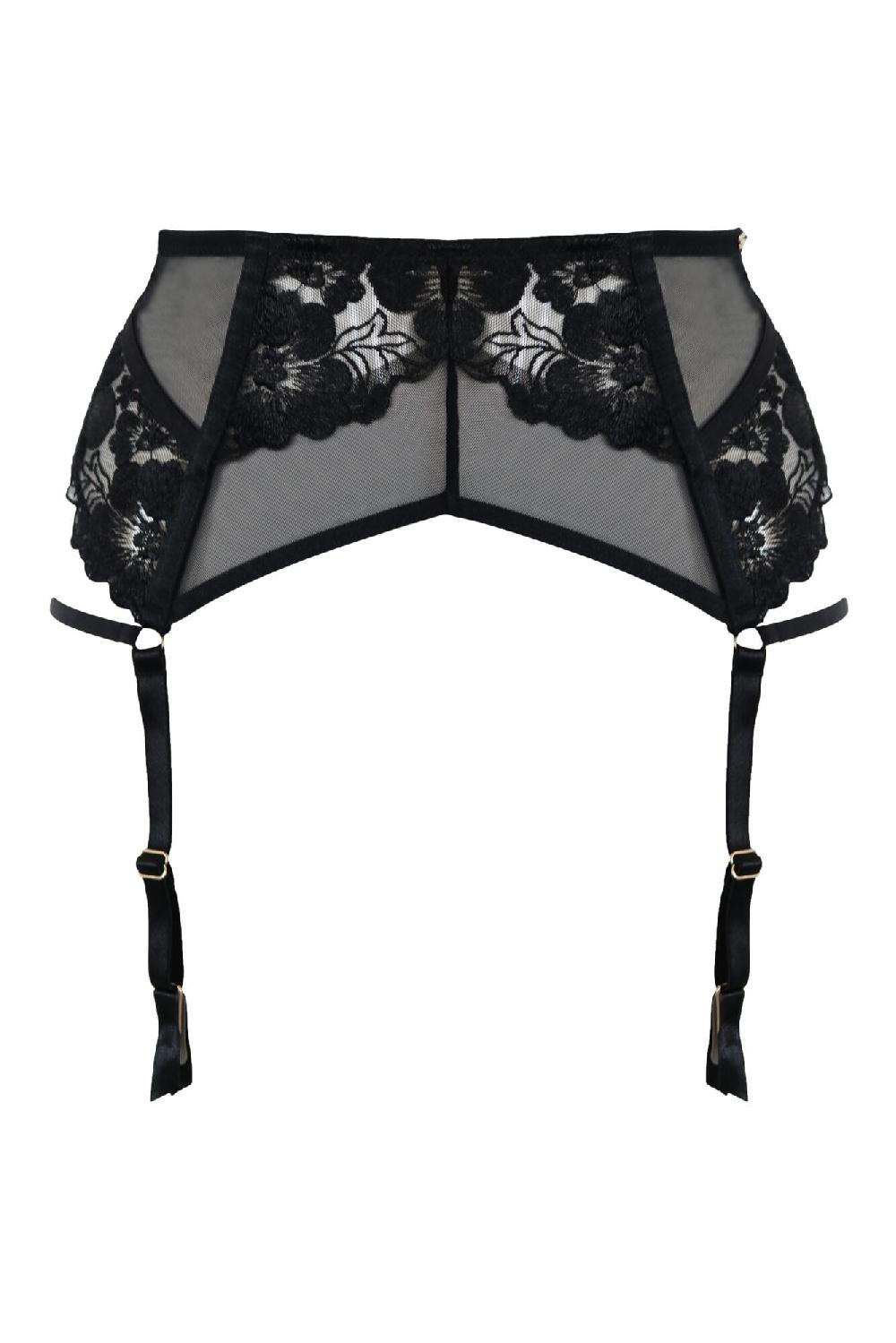 Pour Moi India Bold Embroidery Deep Suspender - Black