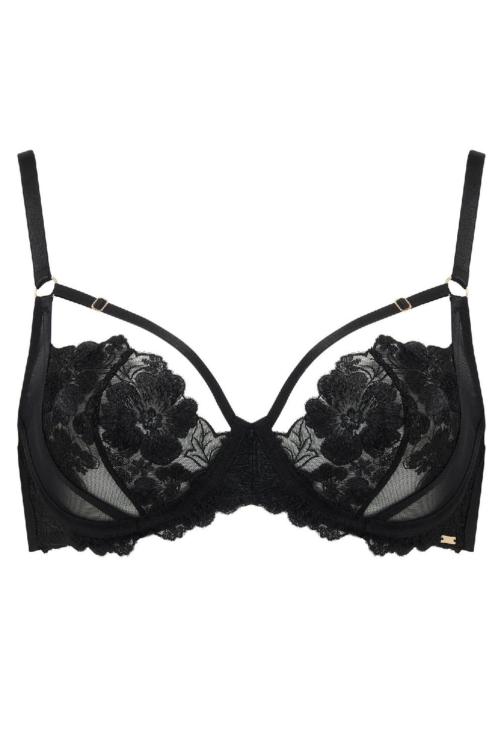 Pour Moi India Bold Embroidery Non-Padded Bra - Black