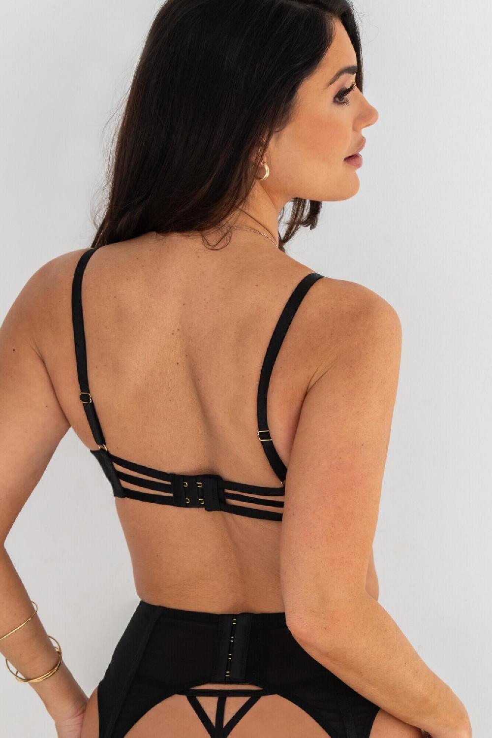 Pour Moi India Bold Floral Embroidery Non-Padded Bra B-G - Black