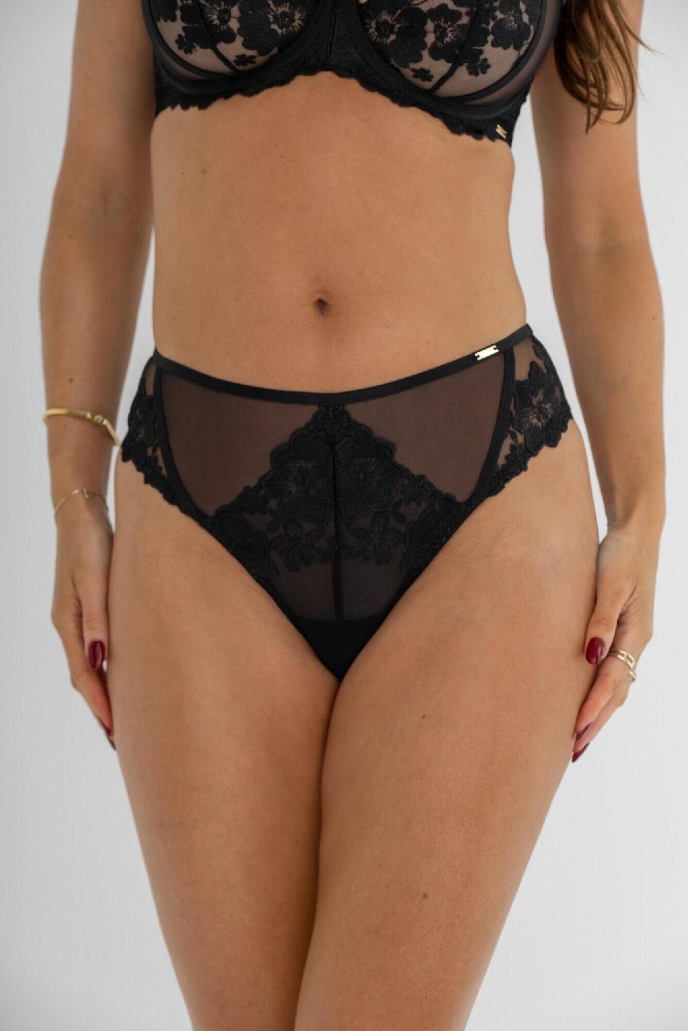 Pour Moi India Bold Floral High Leg Midi Brief - Black
