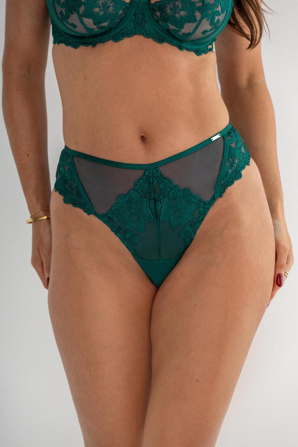 Pour Moi India Bold Floral High Leg Midi Brief - Forest