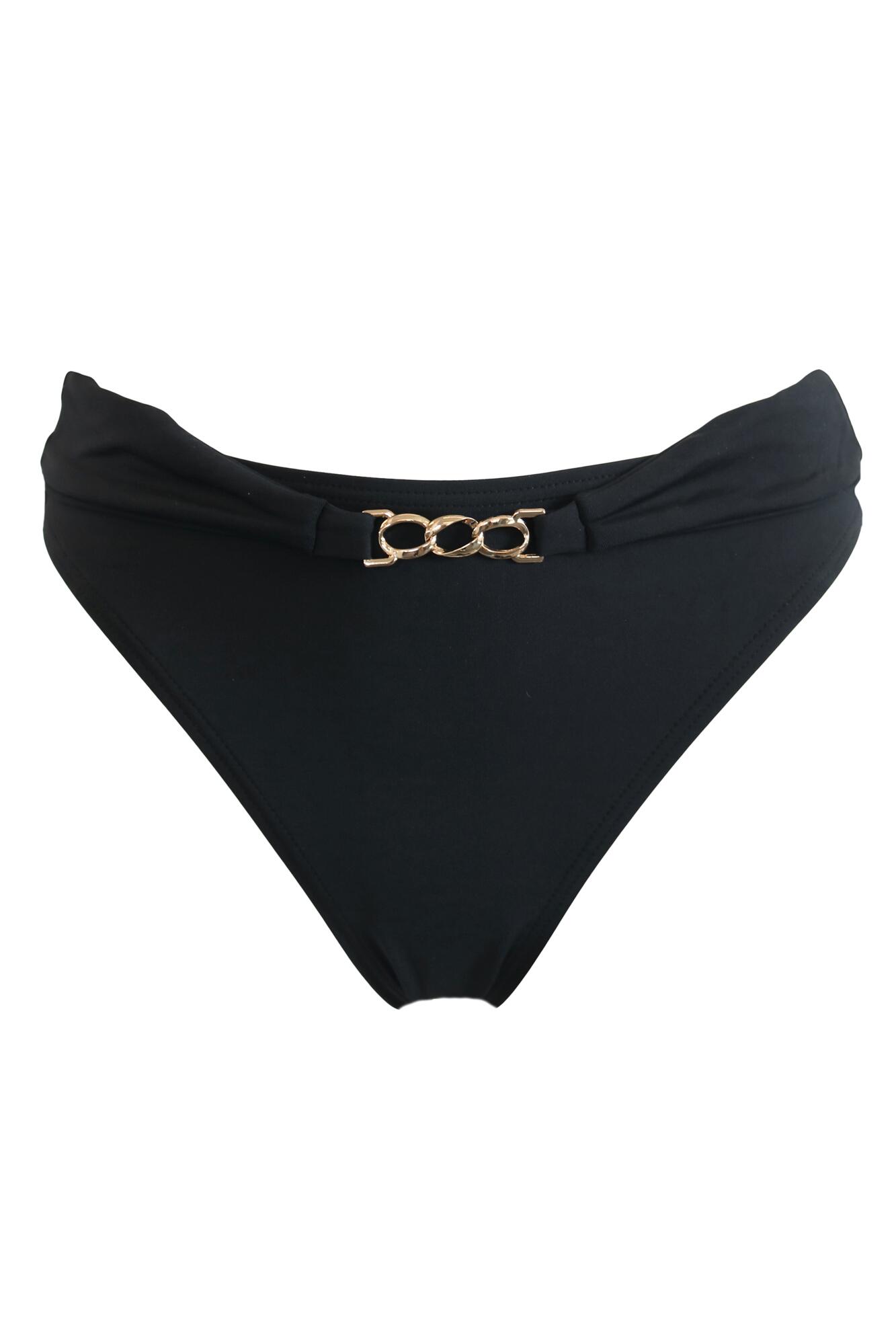 Pour Moi India Chains Recycled High Leg Foldover Brief - Black