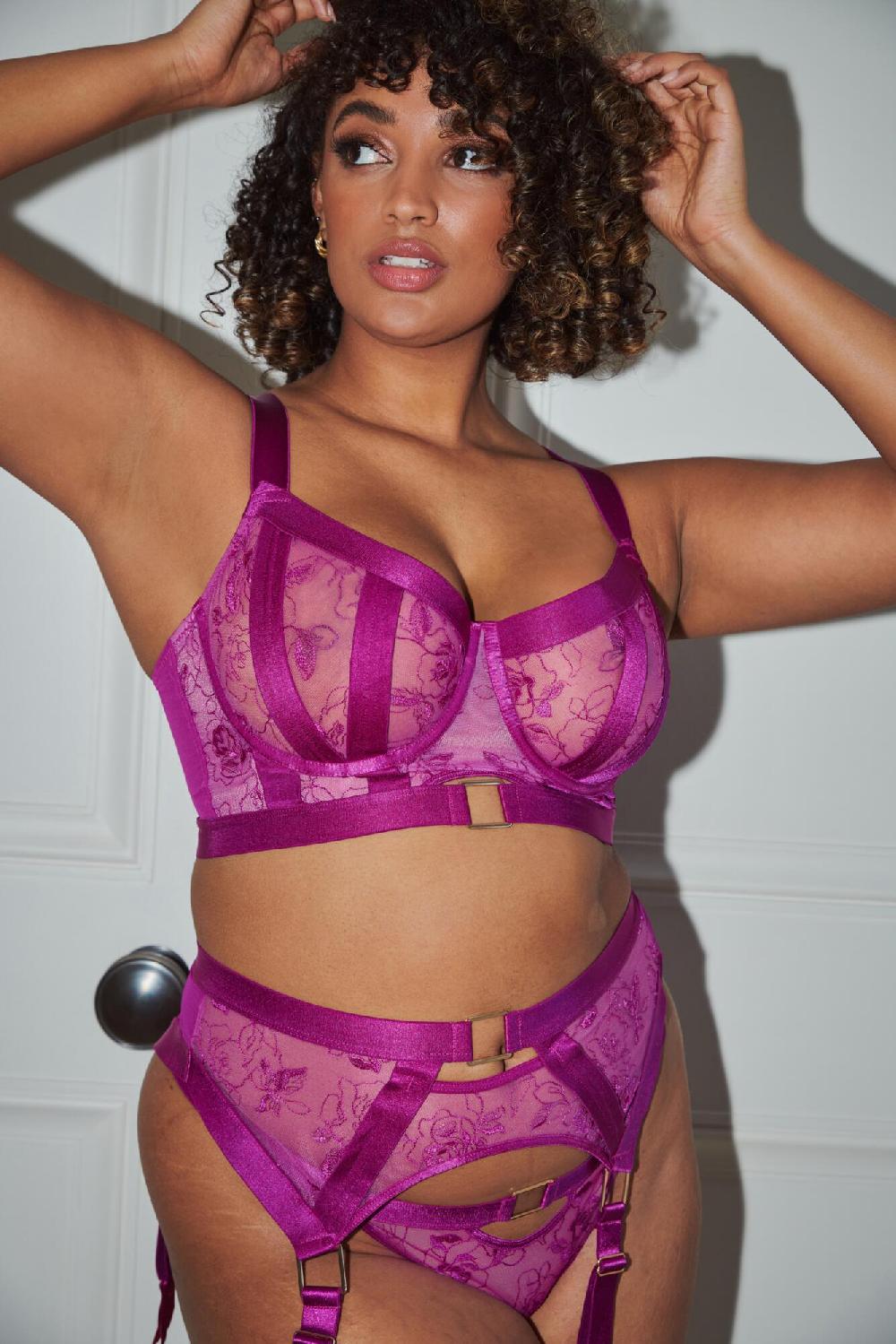 Pour Moi India Embroidery Underwired Bustier B-H - Orchid