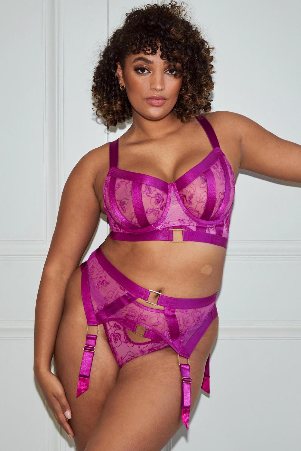 Pour Moi India Embroidery Underwired Bustier B-H - Orchid