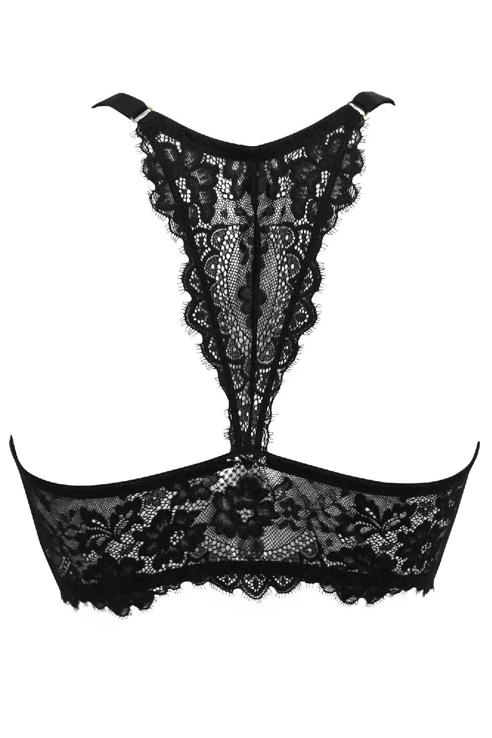 Pour Moi India Eyelash Lace Front Fastening Non Wired Bralette - Black