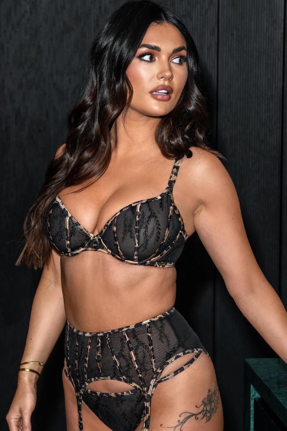 pour moi India Leopard Embroidered Non-Padded Underwired Bra - Black/Leopard