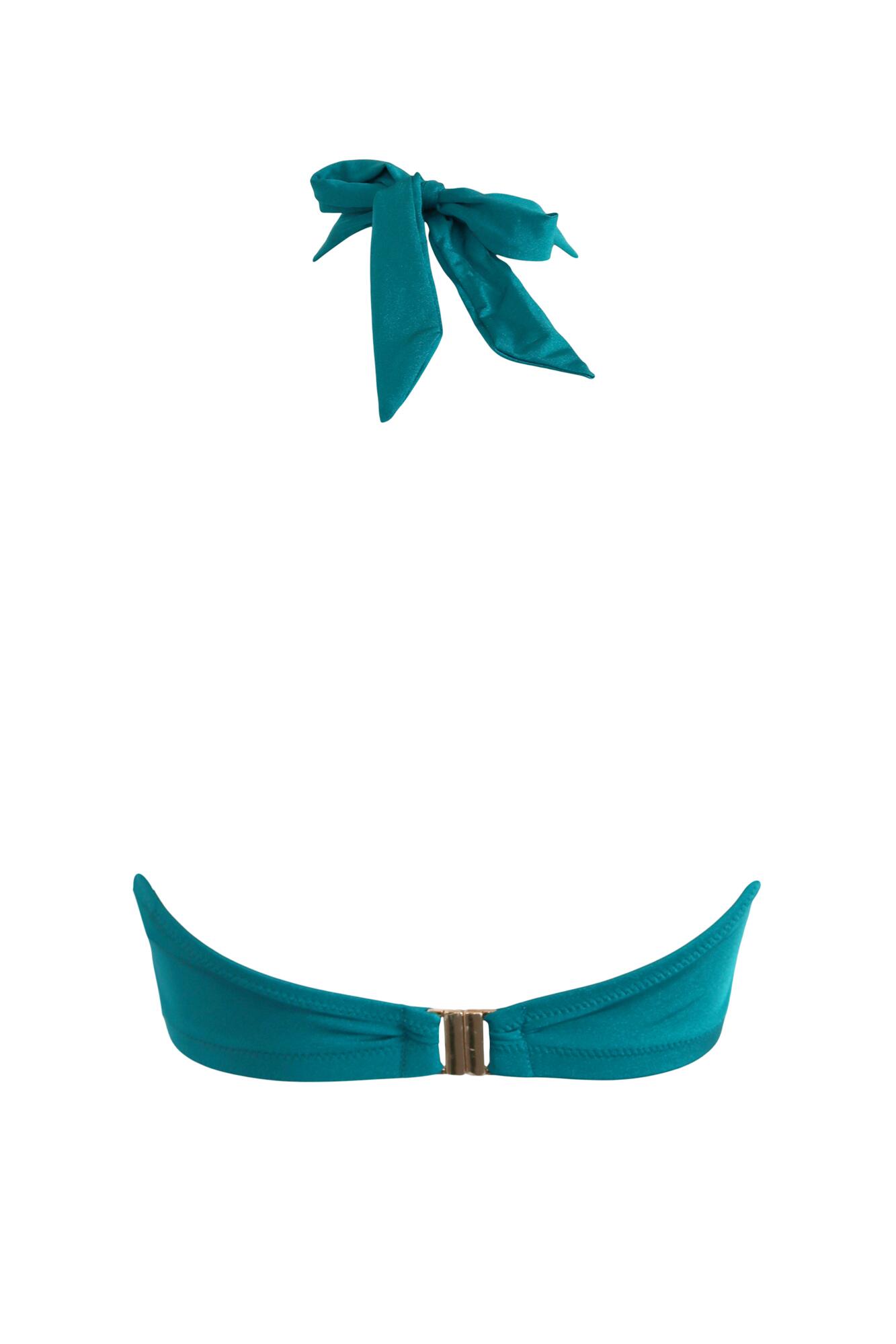 Pour Moi India Recycled Longline Underwired Halter Top - Turquoise