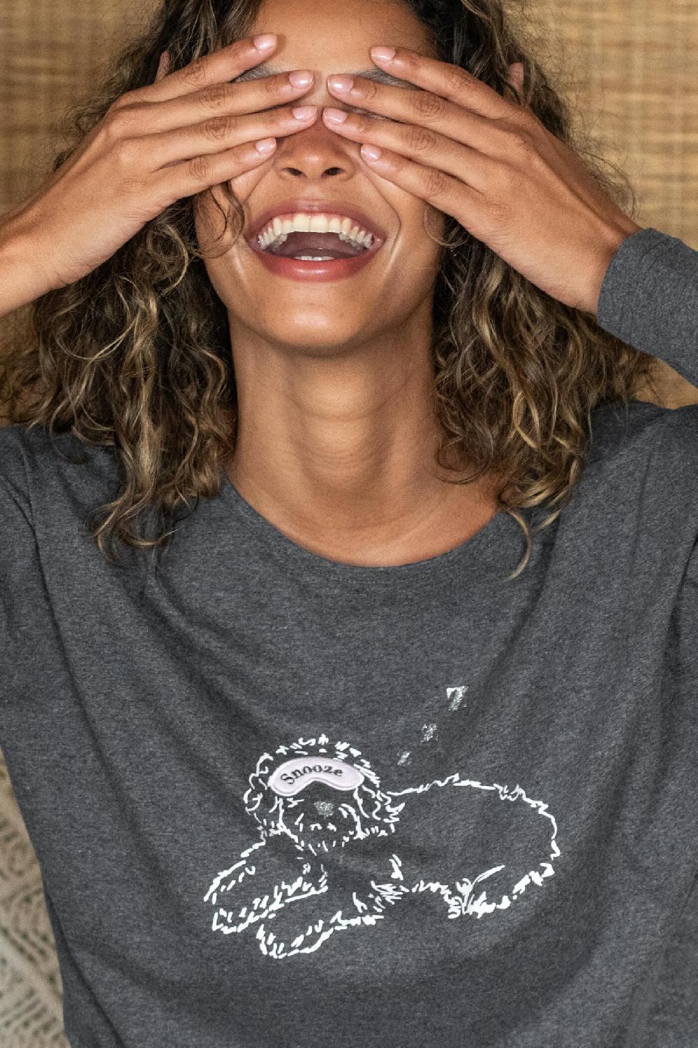 Pour Moi Jersey Cotton Cockapoo Pyjama Set - Grey/Silver