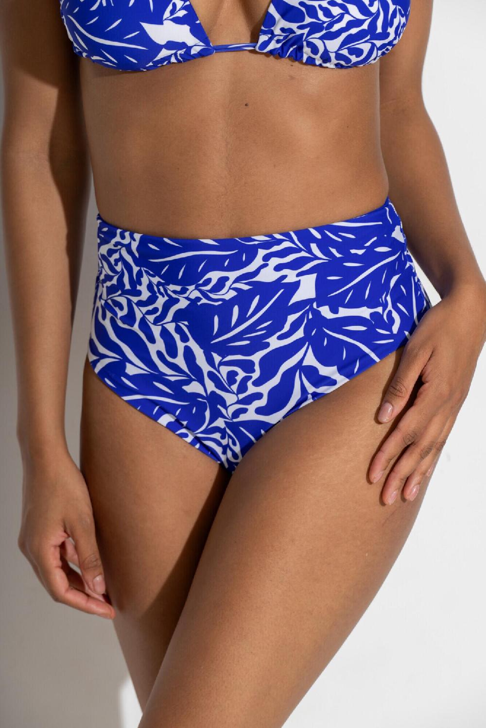 Pour Moi Laguna Beach Reversible High Waist Bikini Brief - Ultramarine/White