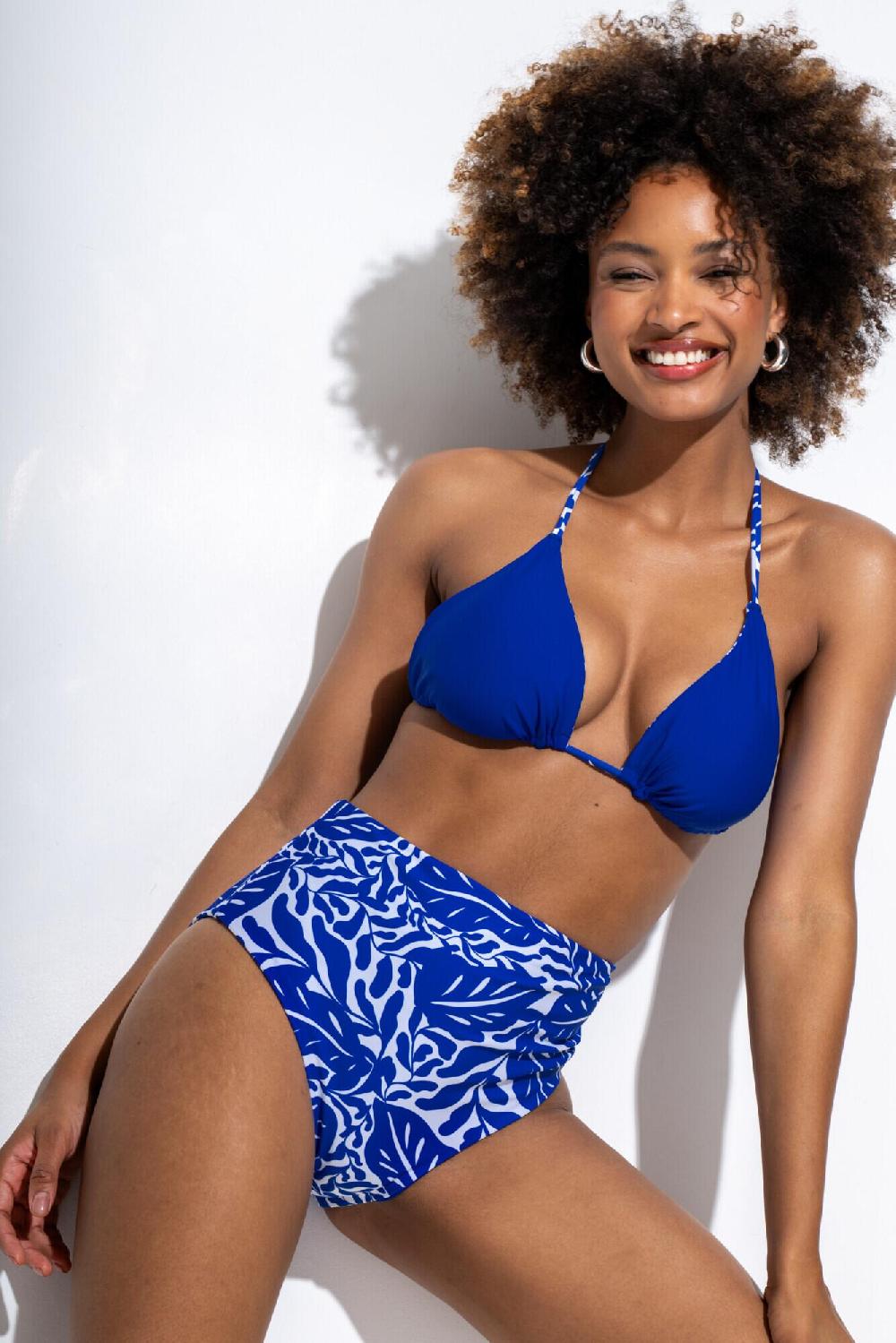 pour moi Laguna Beach Reversible High Waist Bikini Brief - Ultramarine/White