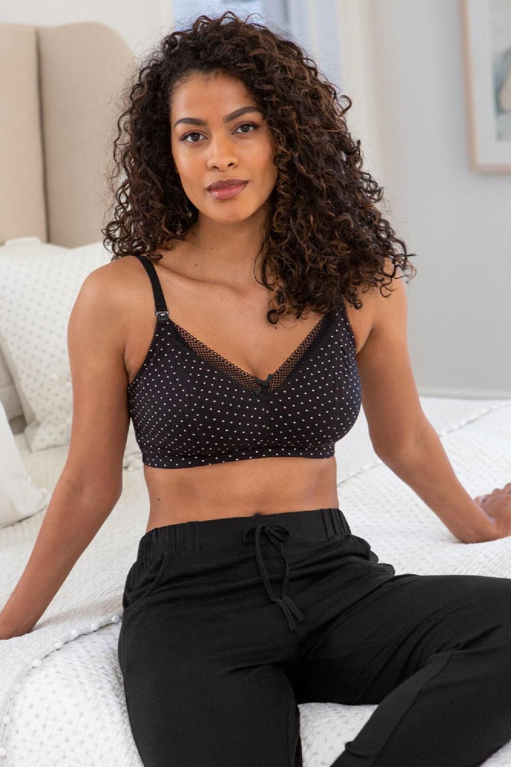 Pour Moi Love To Lounge Cotton Nursing Bra - Black/White Spot