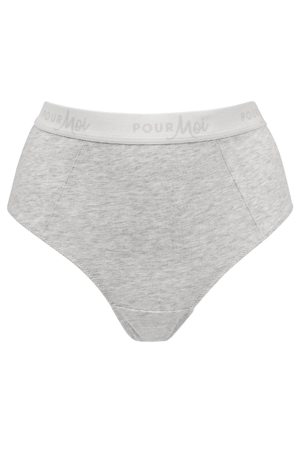 Pour Moi Love To Lounge Logo Cotton Deep Brief - Grey Marl