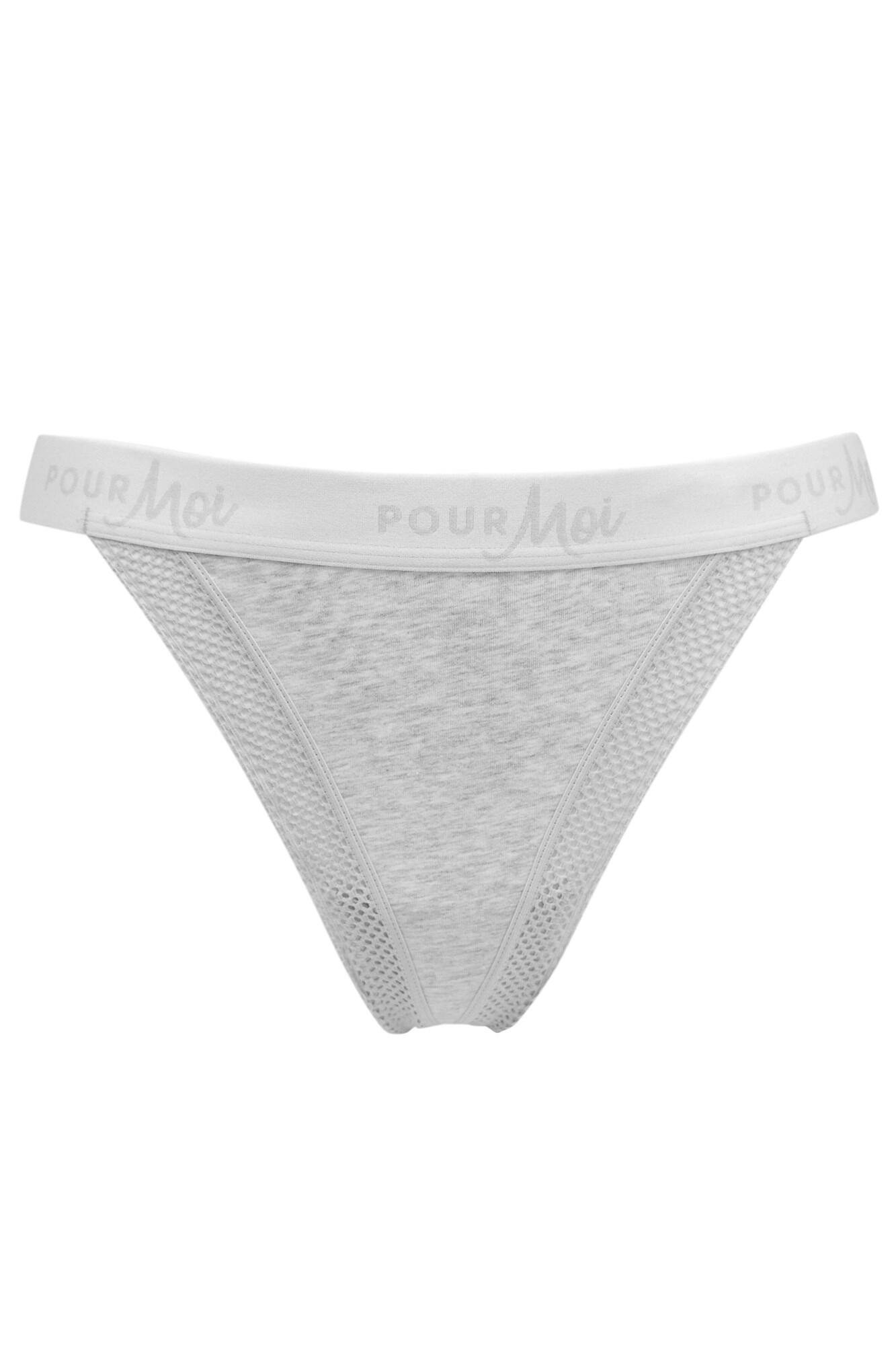 Pour Moi Love To Lounge Logo Cotton Thong - Grey Marl