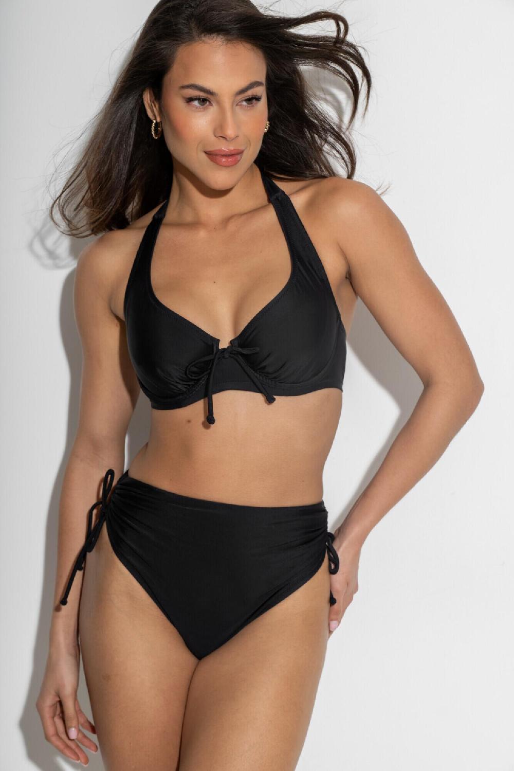 Pour Moi Maya Bay Non Padded Halter Underwired Bikini Top - Black
