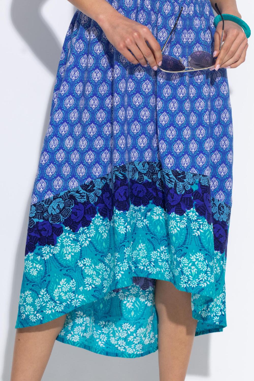 Pour Moi Midaxi Print Beach Summer Dress - Ultramarine/Aqua