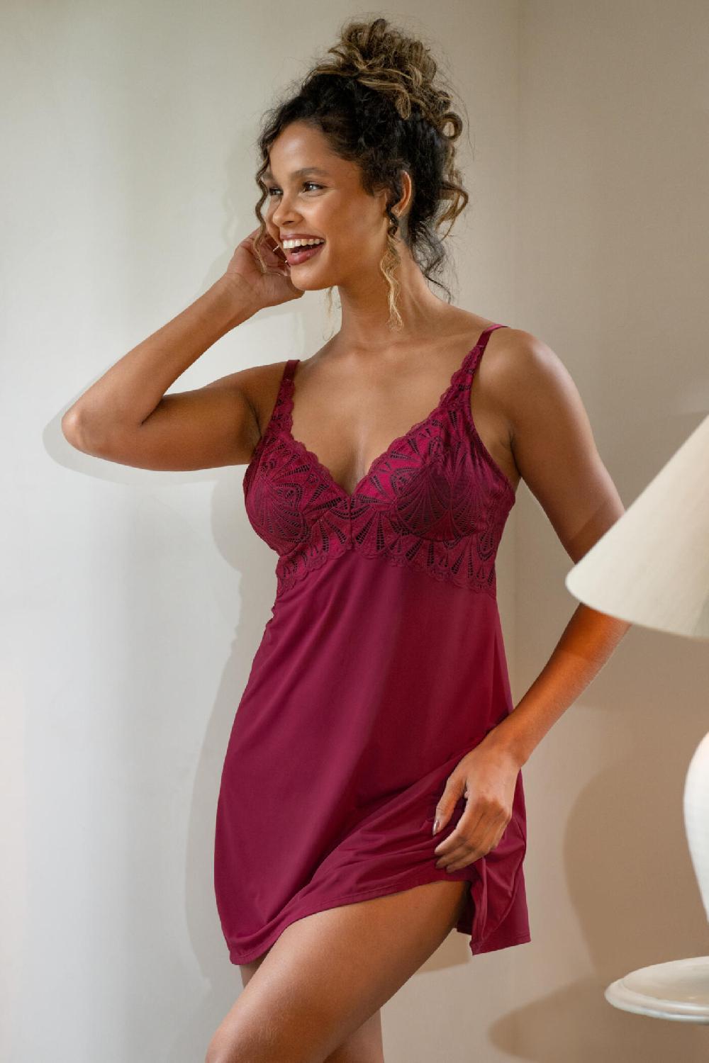 Pour Moi New Romance High Apex Chemise - Cherry Red/Black