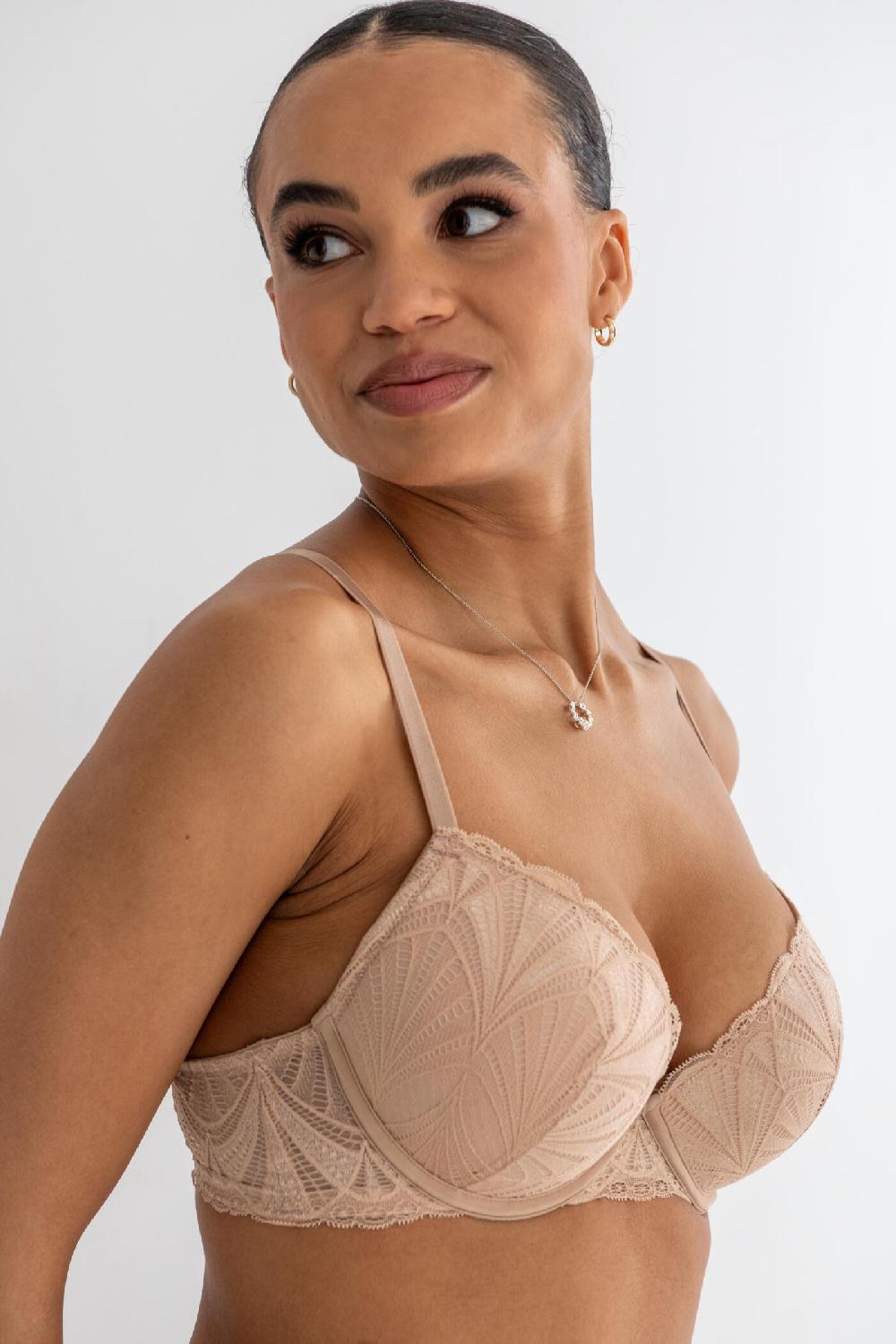 Pour Moi New Romance Padded Push-Up Plunge Bra - Almond