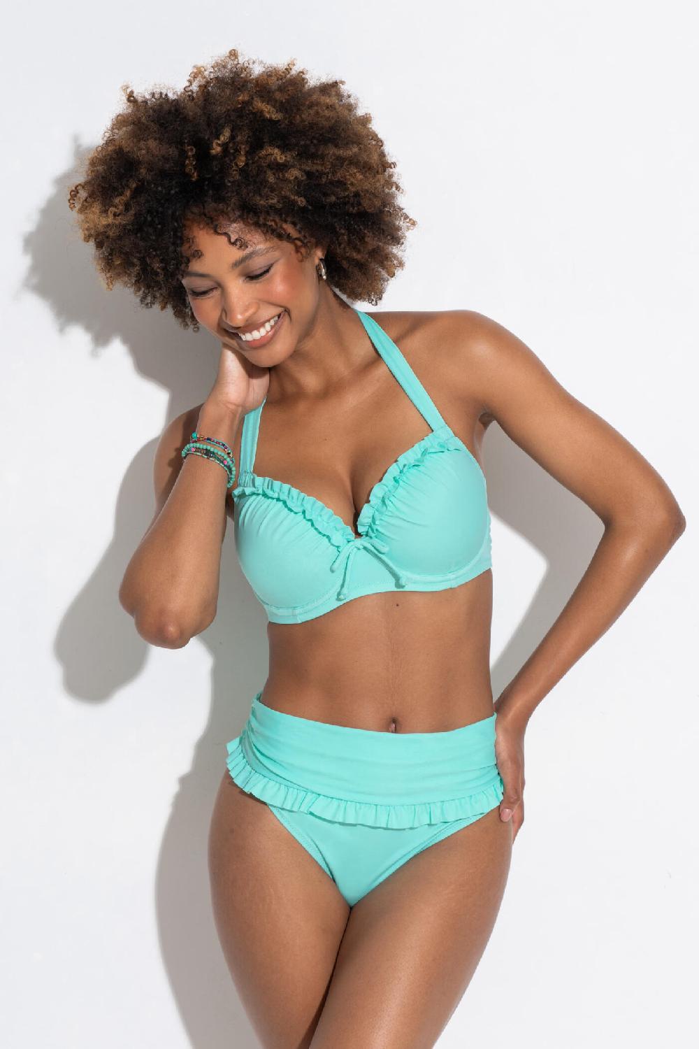 Pour Moi Ocean Breeze Frill Fold Over Bikini Brief - Aqua