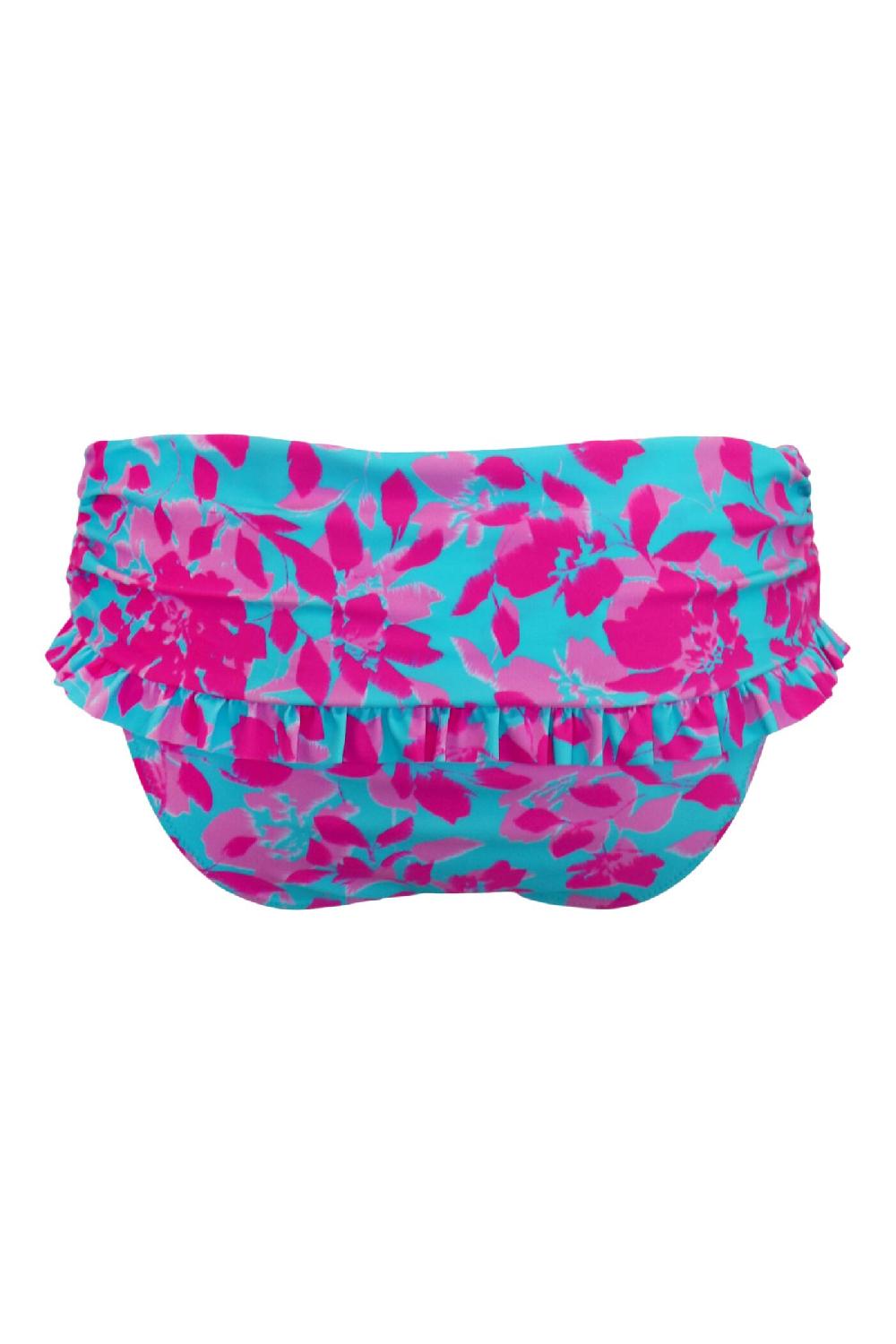 Pour Moi Ocean Breeze Frill Fold Over Bikini Brief - Blue Floral