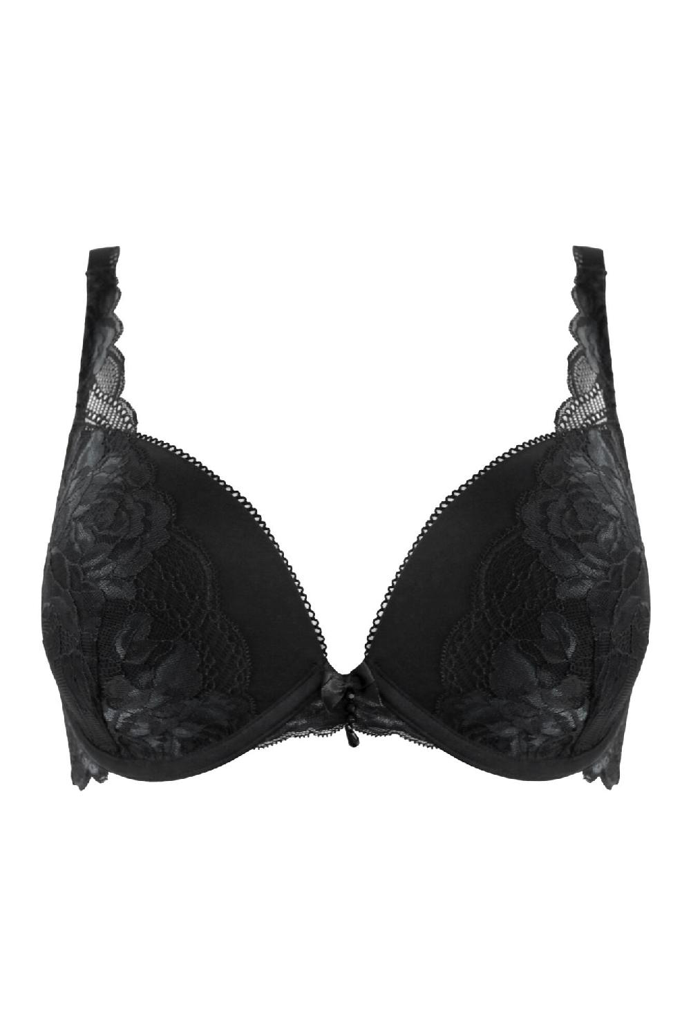 Pour Moi Ooo La La Lightly Padded Plunge Lace Bra - Black/Slate