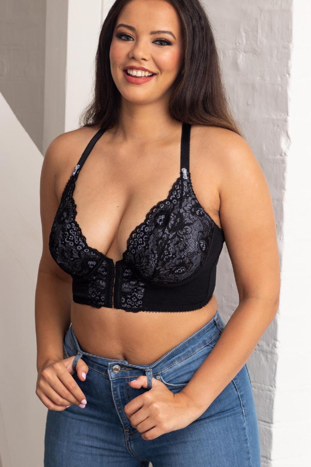 Pour Moi Opulence Front Fastening Underwired Bralette C-I - Slate/Black