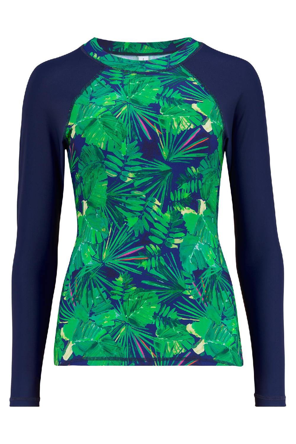 Pour Moi Pacific Beach Long Sleeved Rash Vest - Navy Fern