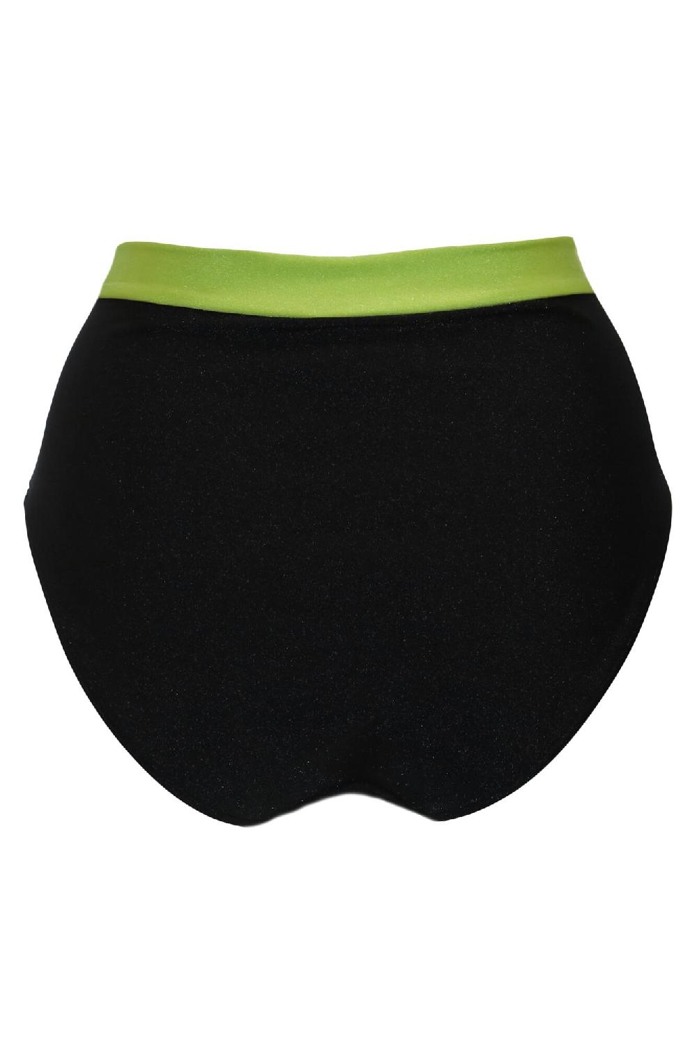 Pour Moi Palm Springs Colour Block High Leg Control Brief - Black/Lime